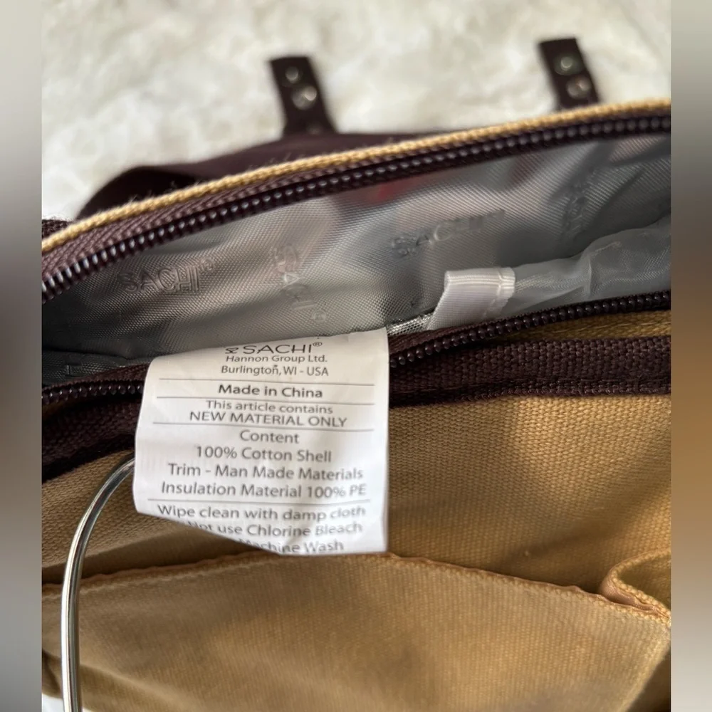 Sachi Canvas Leakproof Insulated Crossbody Sachet Tan and Brown